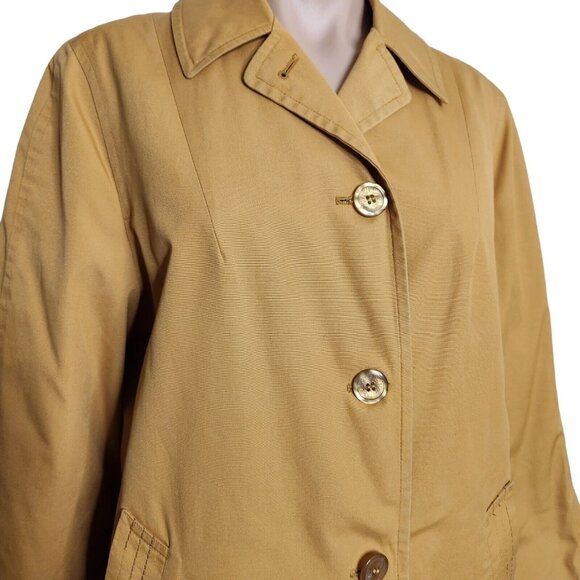 Vintage Misty Harbor Any Weather Mustard Yellow Trench Coat Jacket Women's SZ 14 - Picture 3 of 10